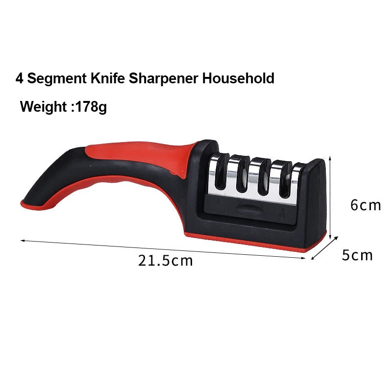 4-in-1 Kitchen Knife Sharpener – 3-Stage Blade Sharpener Tool with Non-Slip Base